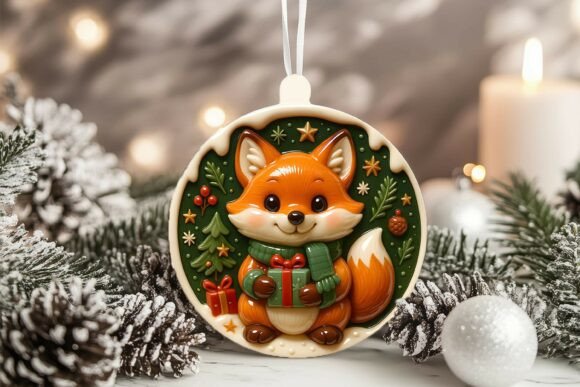 3D Porcelain Fox Christmas Ornament: A Designer’s Review of This Illustrations Asset