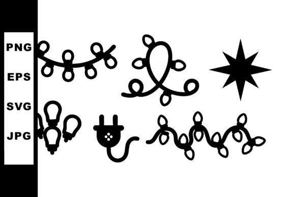 Black Christmas Light Icons Vector Set F Illustrations