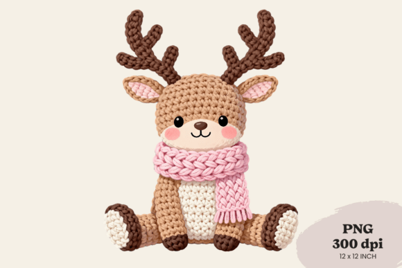 Christmas Crochet Reindeer PNG: Seasonal Illustrations for Content Creators