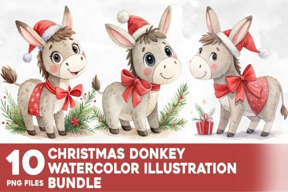 Christmas Donkey Watercolor Bundle: A Designer’s Review for Modern Illustrations