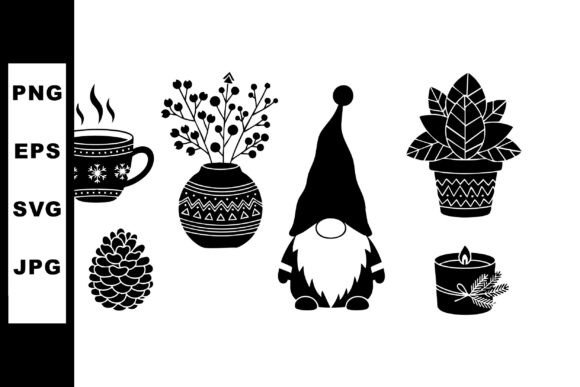 Christmas Gnome Hot Drink Pinecone Winte Illustrations