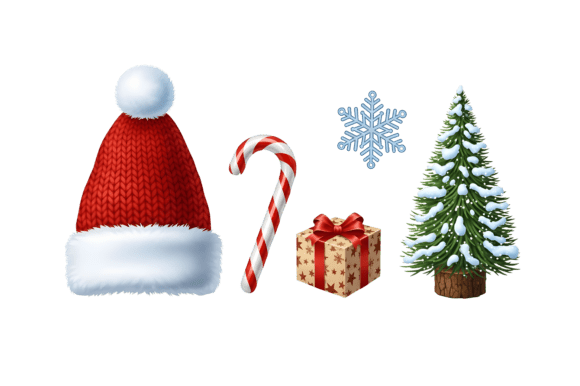 Christmas Icons Festive Holiday Symbols Illustrations