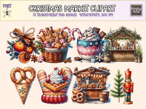 Christmas Market Clipart Illustrations