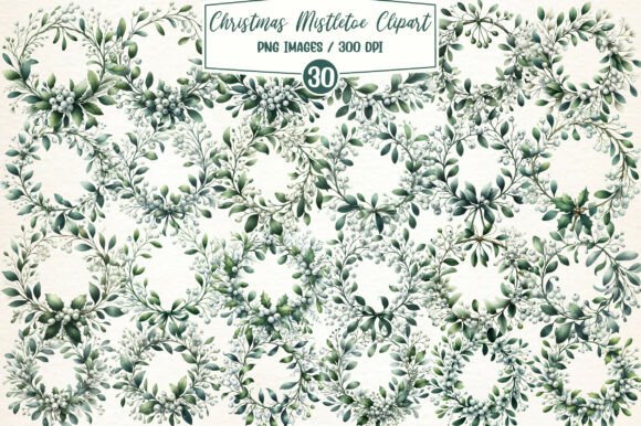 Christmas Mistletoe Clipart Bundle for Illustrations
