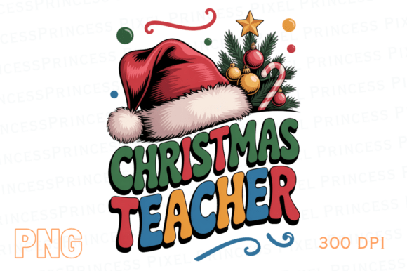 Christmas Teacher PNG Santa Hat Holiday Illustrations