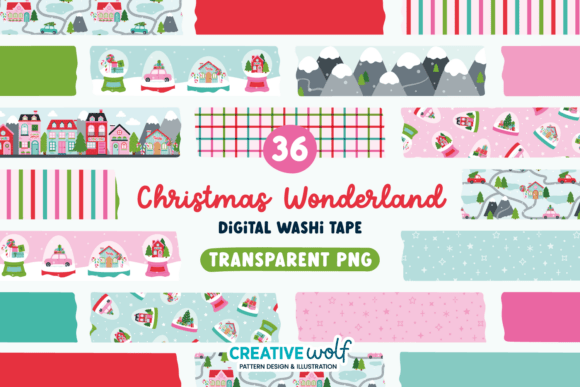 Christmas Wonderland Digital Washi Tape: A Review for Illustrations and Web Design