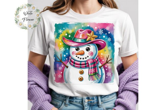 Cowgirl Snowman Christmas Clipart PNG