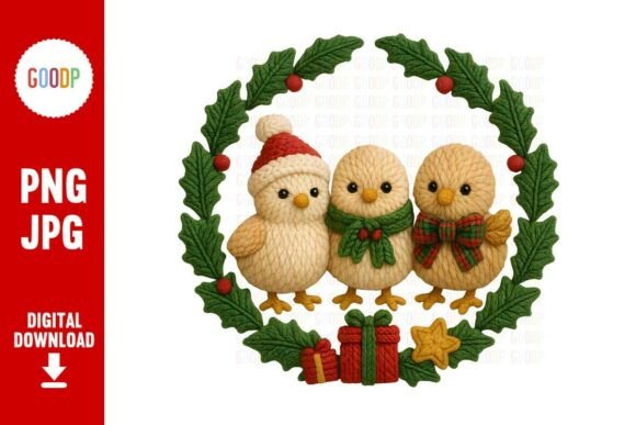 Crochet Christmas Chicks Wreath PNG: A Designer’s Review for Illustrations