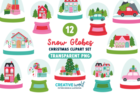 Cute Christmas Snow Globes Clipart Set: Essential Illustrations for Holiday Branding