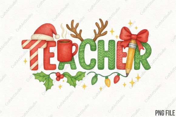 Festive Christmas Teacher PNG Review for Illustrations