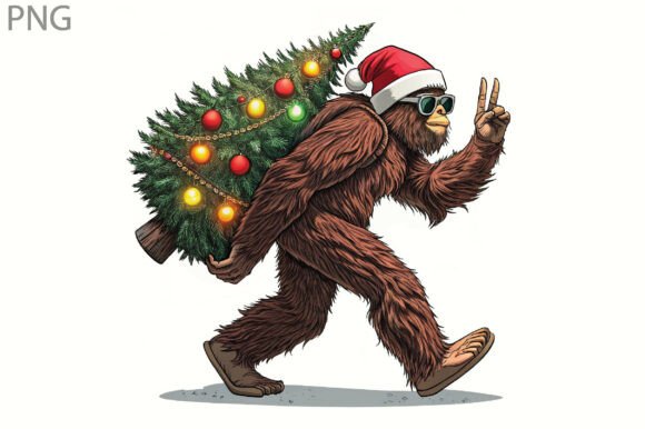 Funny Christmas Bigfoot Santa Hat PNG Review: A Designer’s Take on Holiday Illustrations