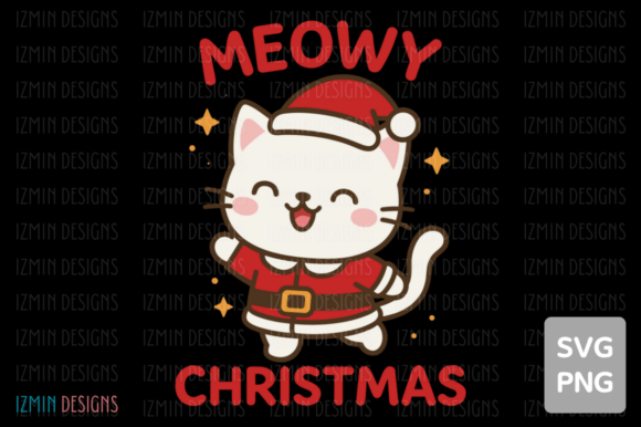 Meowy Christmas Cute Cat Graphic SVG PNG Review for Illustrations