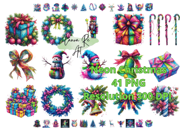 Neon Christmas Illustrations for Modern Blog Design