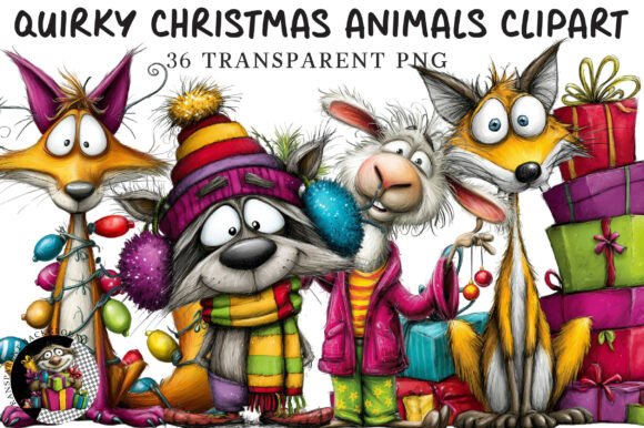 Quirky Christmas Animals Clipart