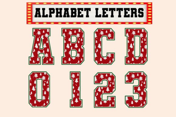 Red Tree Christmas Letter Alphabet Review for Illustrations
