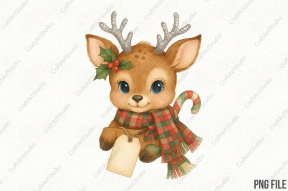 Reindeer Christmas Vintage Greeting PNG Review for Crafters