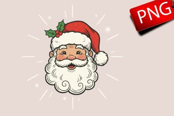 Retro Santa Claus Glitter Christmas PNG: A Designer’s Review for Illustrations