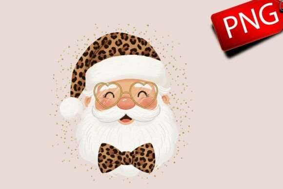 Santa Leopard Print PNG, Christmas PNG