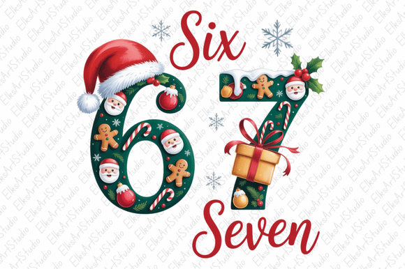 Six Seven Meme Christmas Png Sublimation in Illustrations