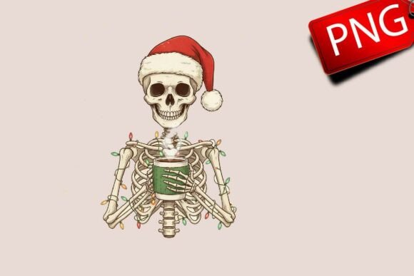 Skeleton Santa Claus PNG, Christmas PNG for Illustrations