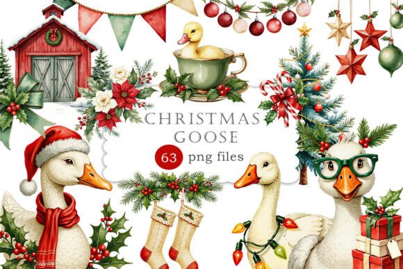 Watercolor Christmas Goose Rustic Red Review
