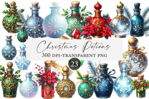 Watercolor Christmas Potions Clipart Review for Digital Sellers