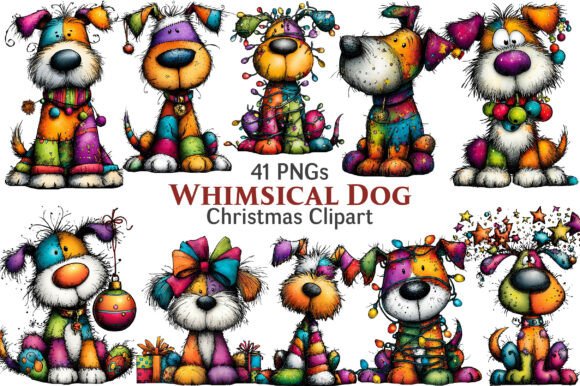 Whimsical Christmas Dog Clipart
