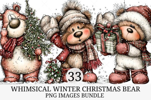 Whimsical Winter Christmas Bear Clipart Review